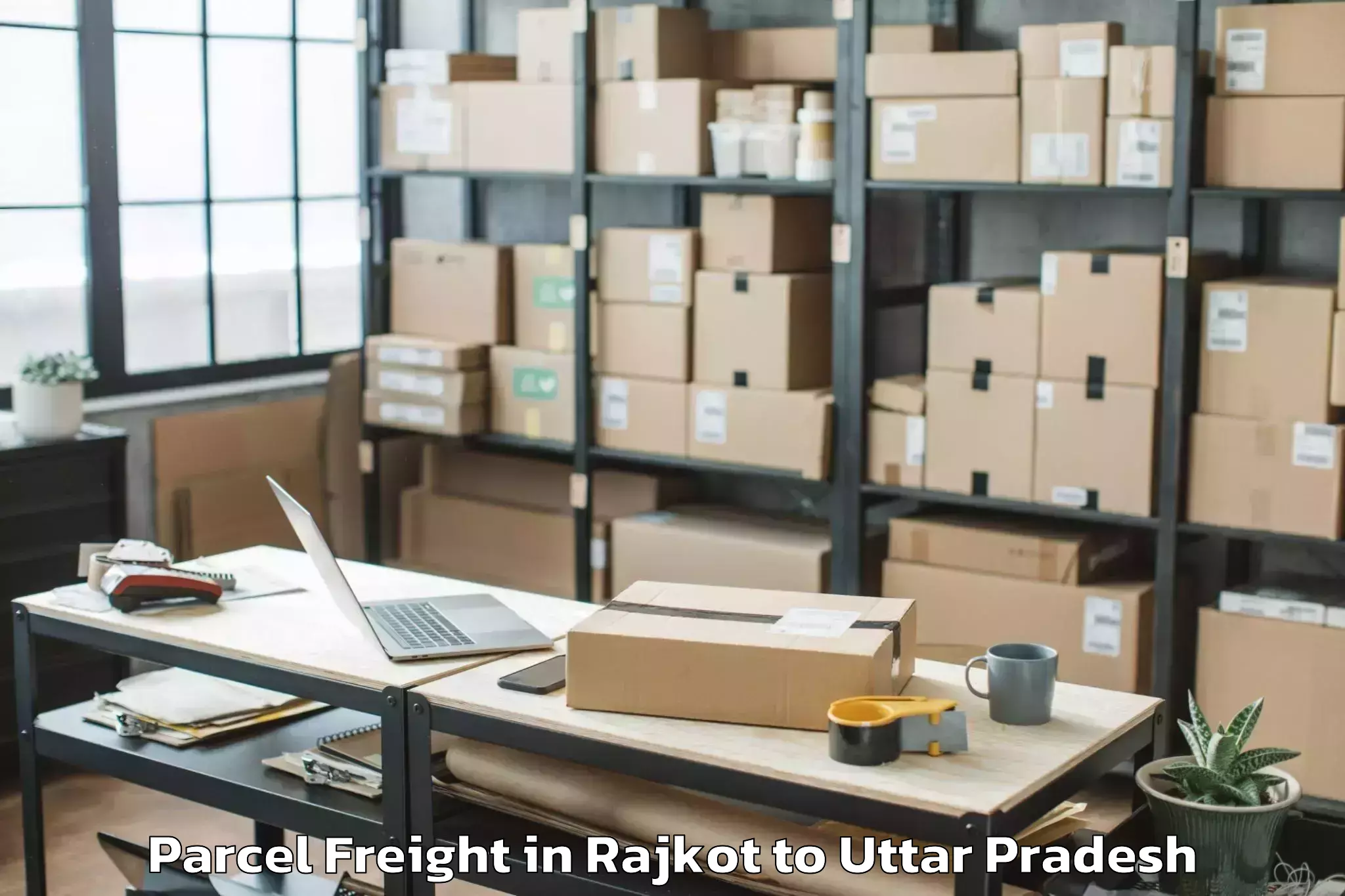 Hassle-Free Rajkot to Babrala Parcel Freight